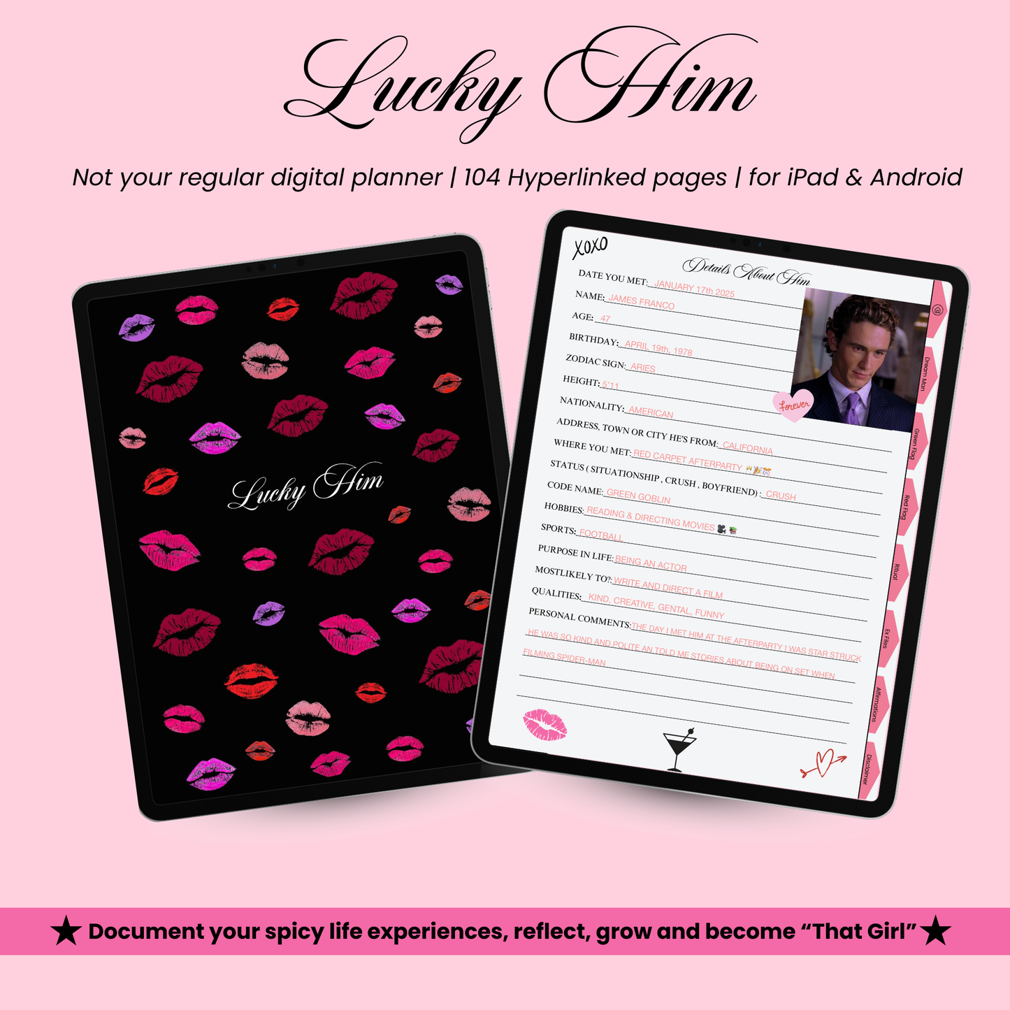 Lucky Him Digital Planner | Reflection, Growth & Games + More